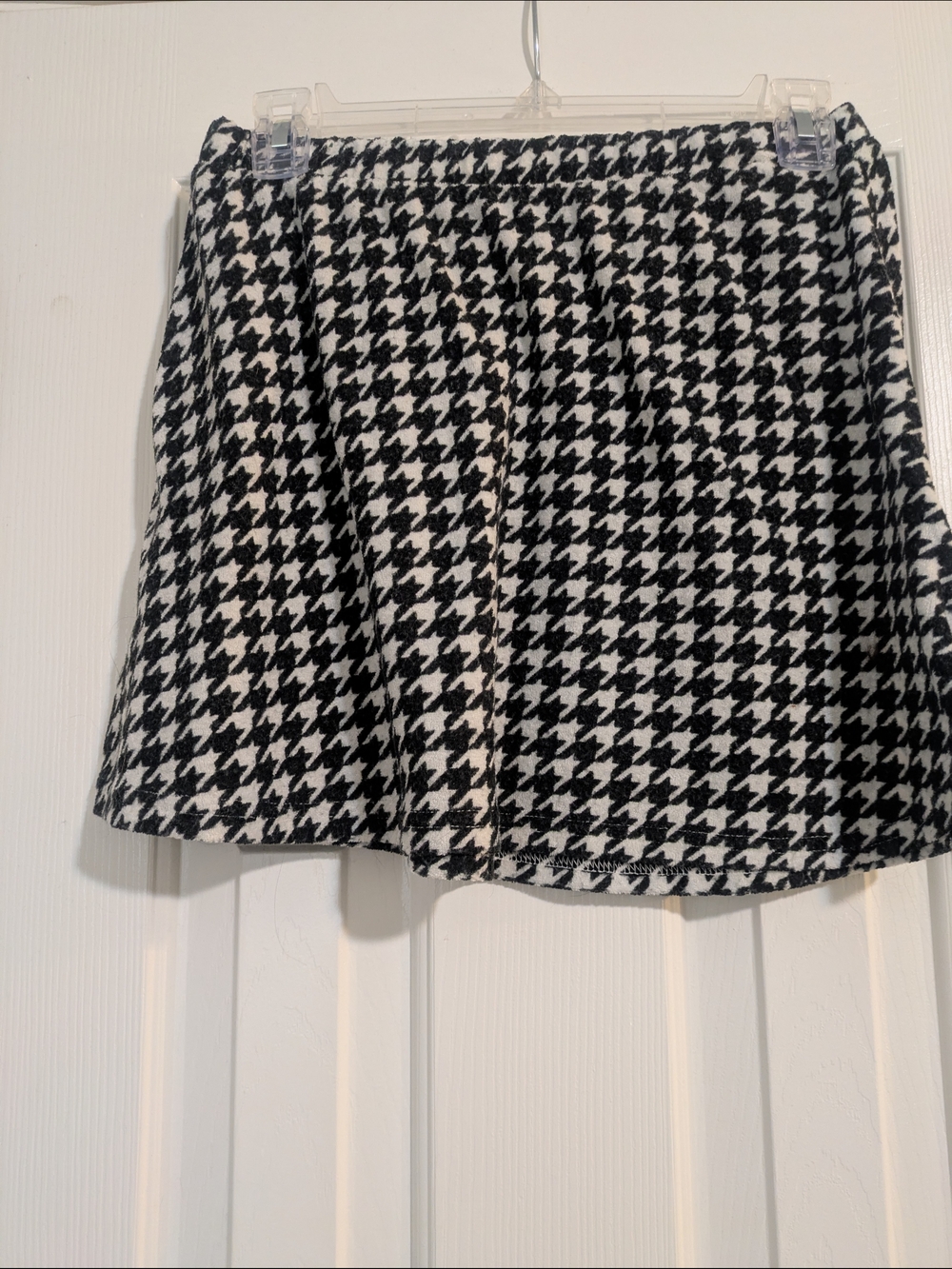 SO Black and White Houndstooth A-Line Skirt